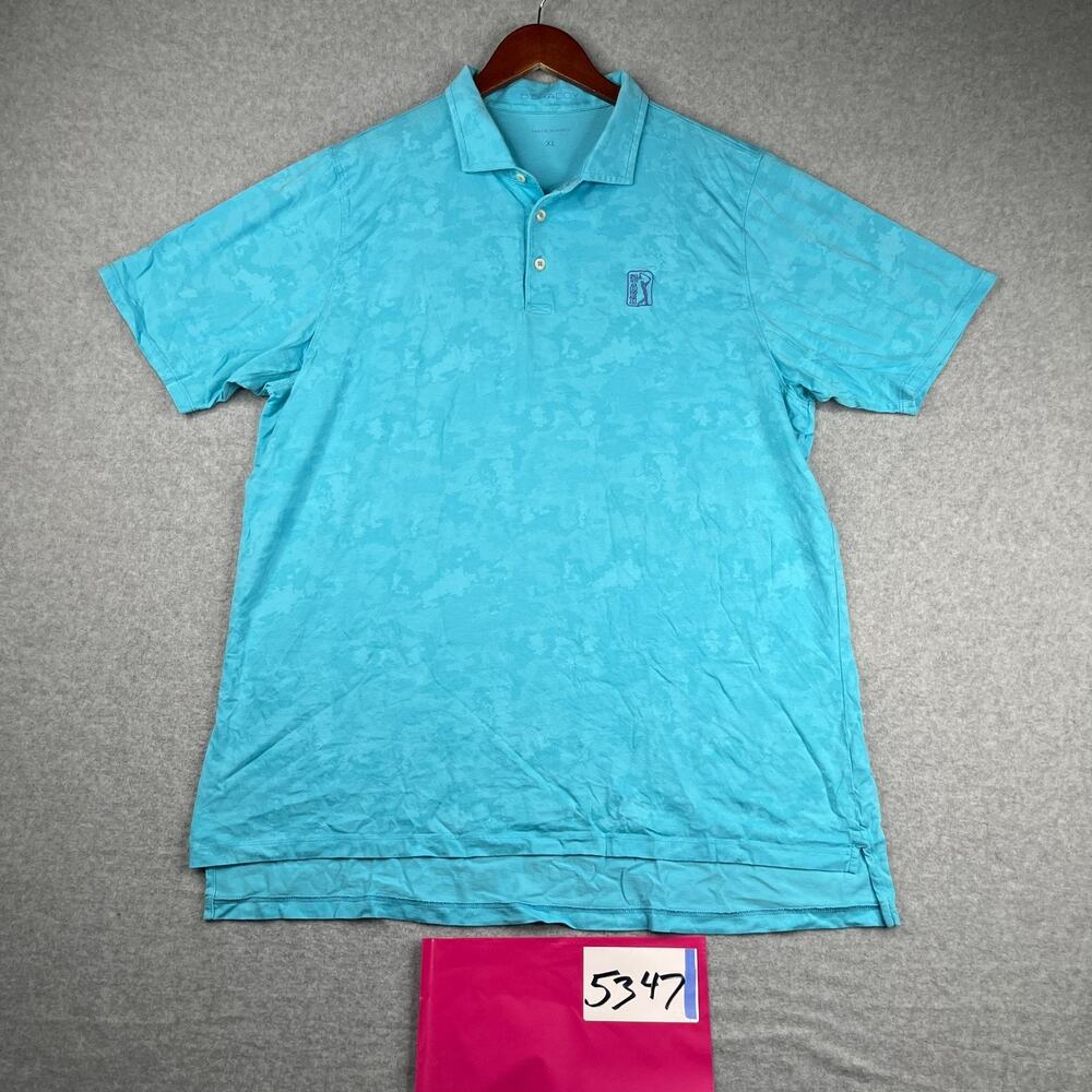 B Draddy Polo Shirt Large Blue Camo Lightweight PGA Tour Mens